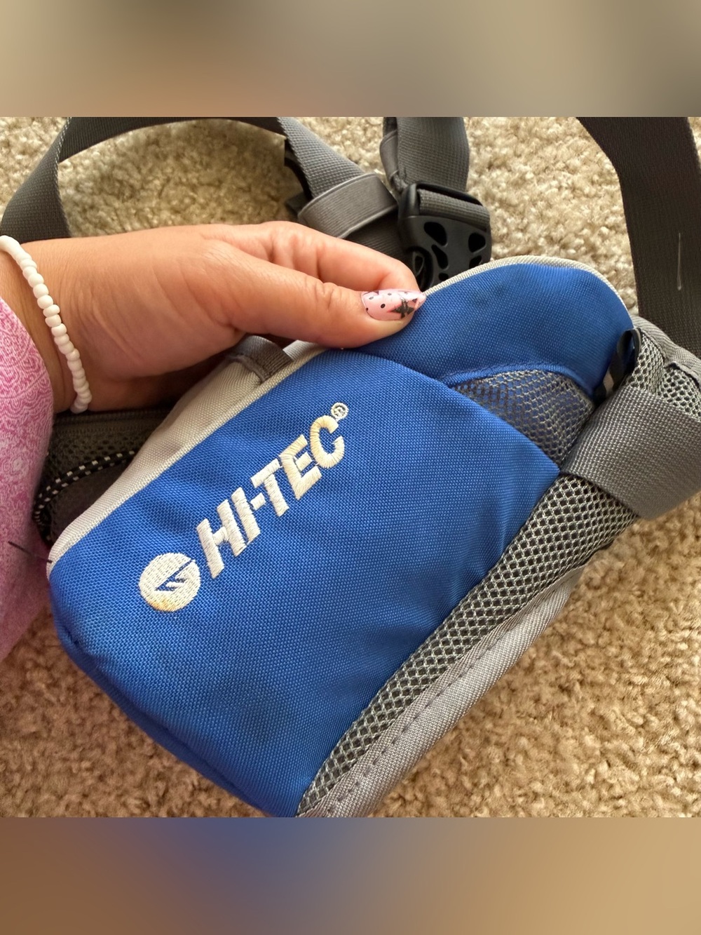 Hi-Tec Hydration Waist Pack Running Hiking Belt Blue Gray Water Bottle Holder